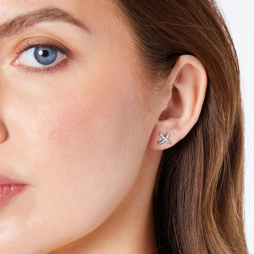 Sterling Silver Kiss Stud Earrings