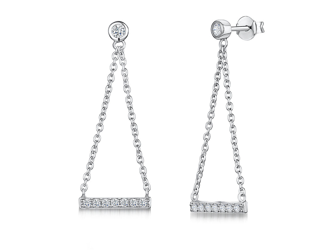 Sterling Silver Triangle Chain Drop Earrings