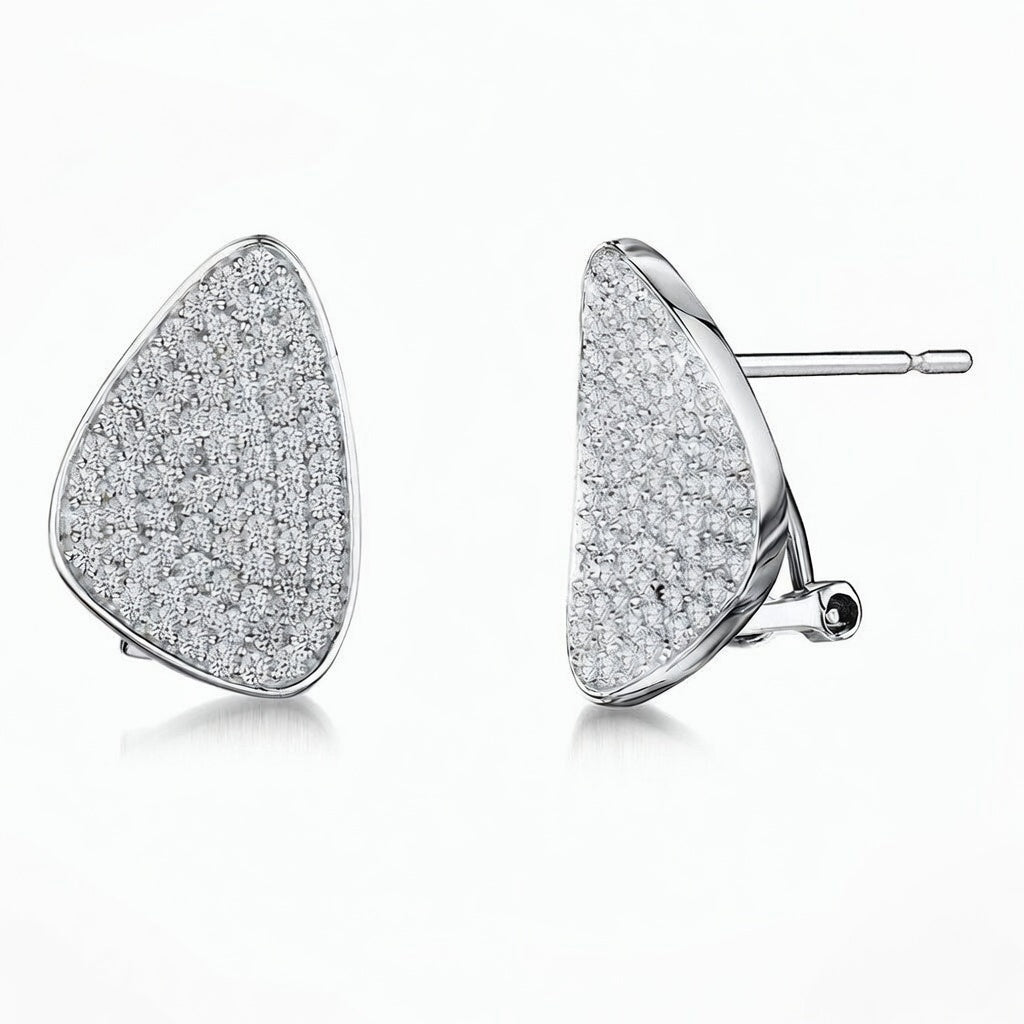 Sterling Silver Soft  Triangle Pave Earrings