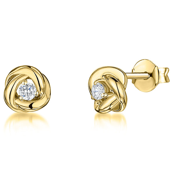 Yellow Gold Open Swirl Circle Stud Earrings-JOOLS by Jenny Brown