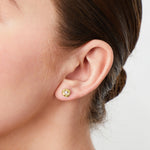 Load image into Gallery viewer, Yellow Gold Open Swirl Circle Stud Earrings-JOOLS by Jenny Brown
