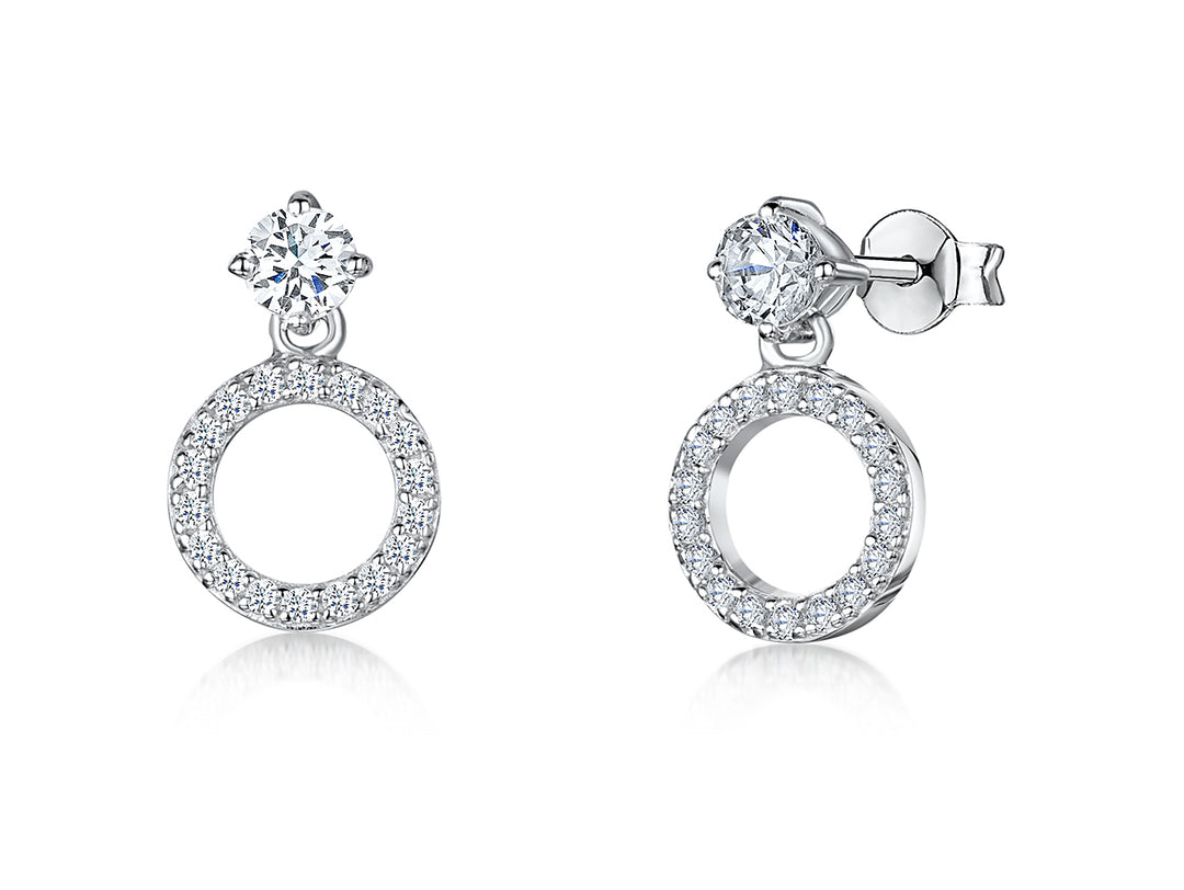 Sterling Silver Circle Pave Drop With Cubic Zirconia Bale JOOLS by Jenny Brown