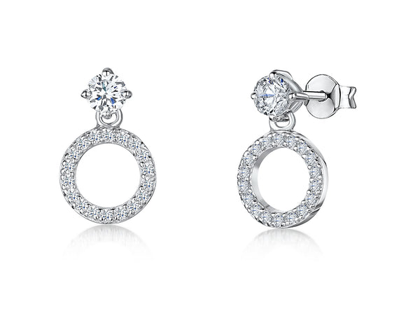 Sterling Silver Circle Pave Drop With Cubic Zirconia Bale JOOLS by Jenny Brown