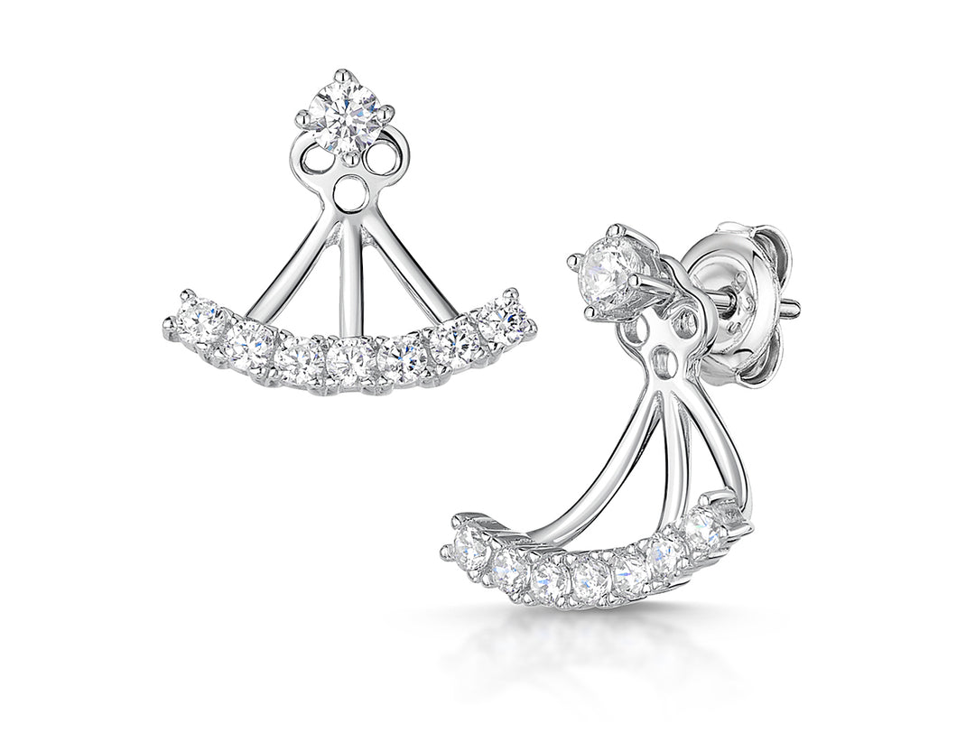 Sterling Silver Cubic Zirconia Jacket Earrings