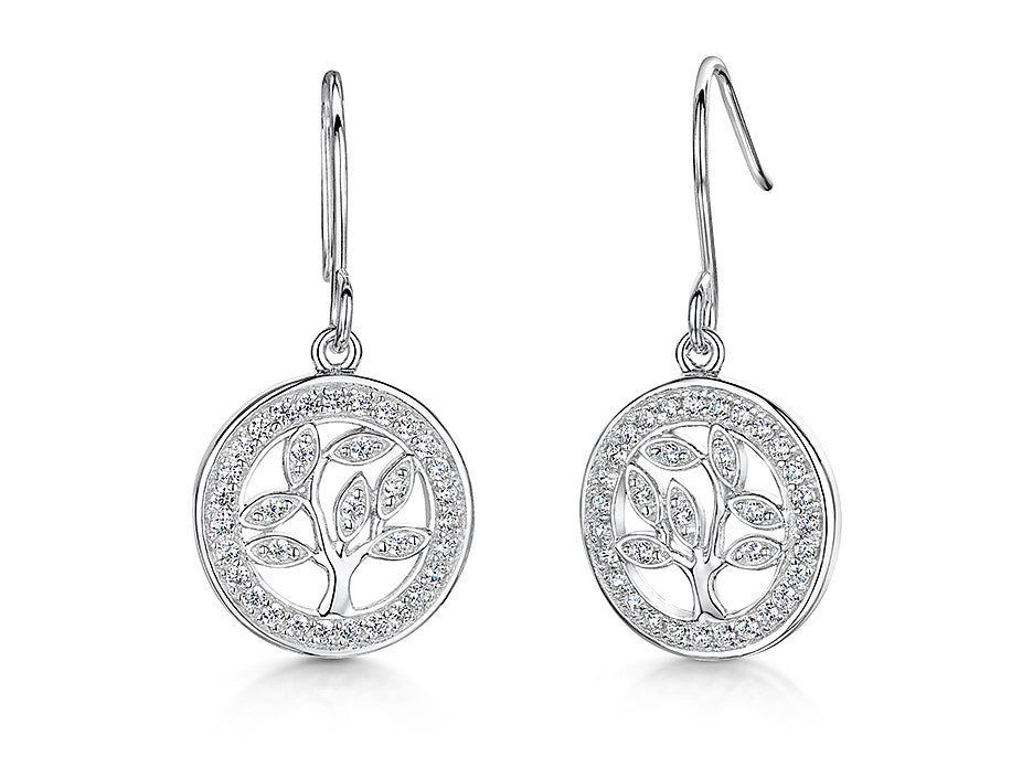 Sterling Silver Tree Of Life Drop Earrings