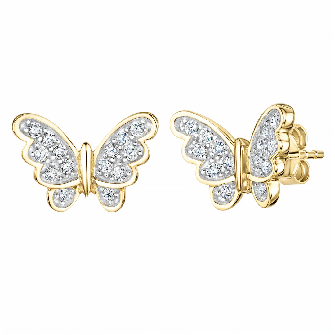 Yellow Gold  Open Wing  Butterfly Stud Earrings-JOOLS by Jenny Brown