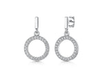 Load image into Gallery viewer, Sterling Silver Pave Circle Drops With Polished Silver Bale
