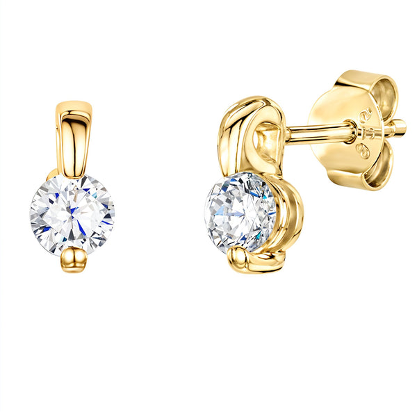 Yellow Gold 2 Claw Stud Earrings-JOOLS by Jenny Brown
