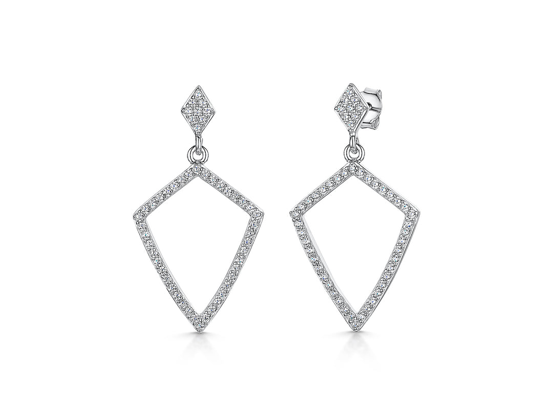 Sterling Silver Art Deco Cubic Zirconia Drop Earrings