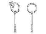 Load image into Gallery viewer, Sterling Silver Circle Bar  Drop  Earrings
