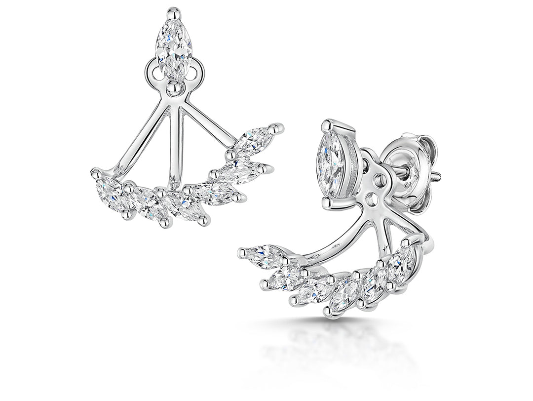 Sterling Silver  Marquise Stone Set Jacket Earrings