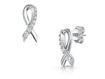 Load image into Gallery viewer, Sterling Silver Cubic Zirconia Ribbon Earrings
