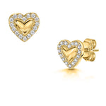 Load image into Gallery viewer, Yellow Gold Solid Heart Halo Stud Earrings
