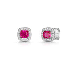 Load image into Gallery viewer, Sterling silver Ruby Red Cushion Earrings-JOOLS by Jenny Brown
