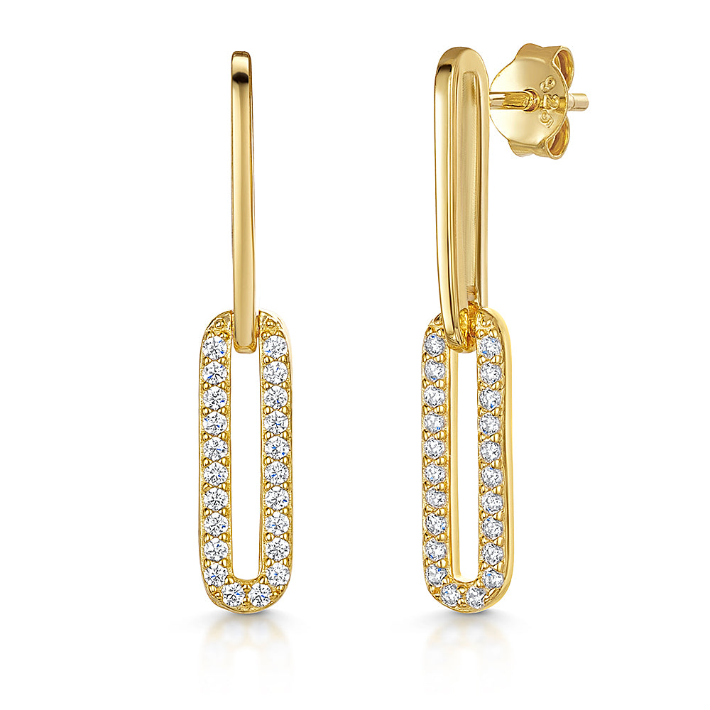 Yellow Gold Paperlink Drop Earrings