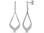 Load image into Gallery viewer, A pair of sterling silver open teardrop-shaped drop earrings with pave cubic zirconia stones-JOOLS by Jenny Brown
