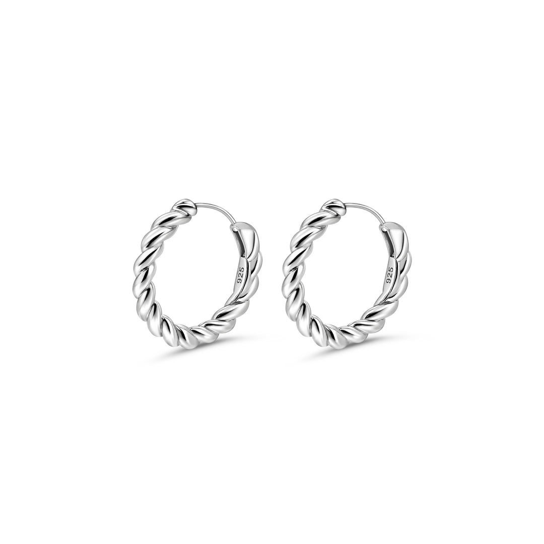 Sterling Silver Twist Effect Hoop Earrings