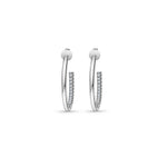 Load image into Gallery viewer, Sterling Silver Three-Quarter Hoop Earrings with CZ
