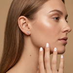 Load image into Gallery viewer, Sterling Silver Three Bubble CZ Stud Earrings
