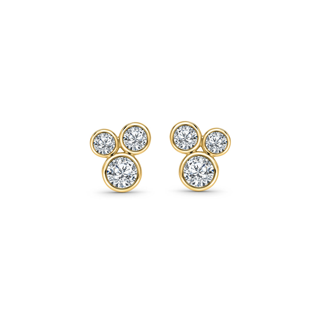 18ct Gold Vermeil Three Bubble CZ Stud Earrings