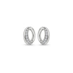 Load image into Gallery viewer, Sterling Silver Half Pavé Open Circle Stud Earrings
