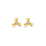 Load image into Gallery viewer, 18ct Gold Vermeil Three Petal Flower Stud Earrings With CZ
