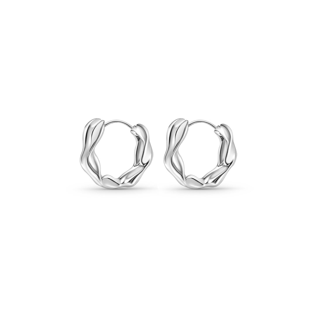 Sterling Silver Wavy Huggie Earrings