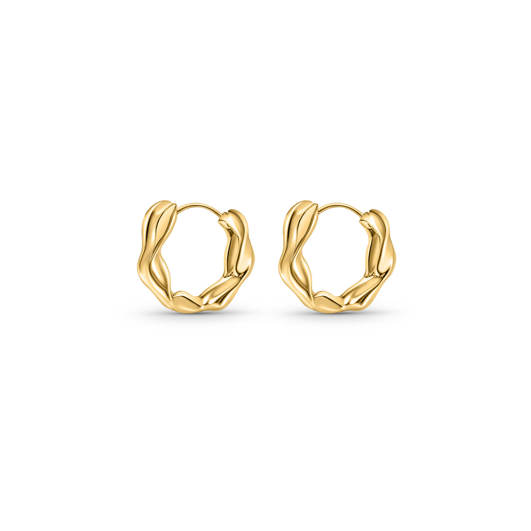 18ct Gold Vermeil Wavy Huggie Earrings