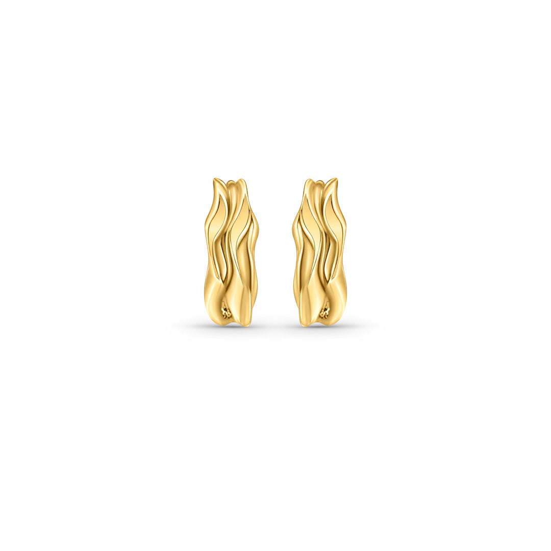 18ct Gold Vermeil Wavy Huggie Earrings
