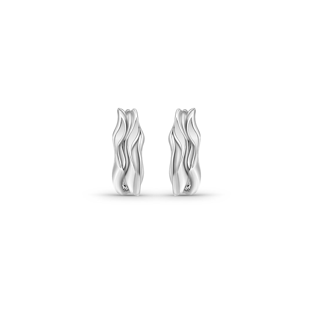 Sterling Silver Wavy Huggie Earrings