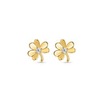 Load image into Gallery viewer, 18ct Gold Vermeil Shamrock Stud Earrings With CZ
