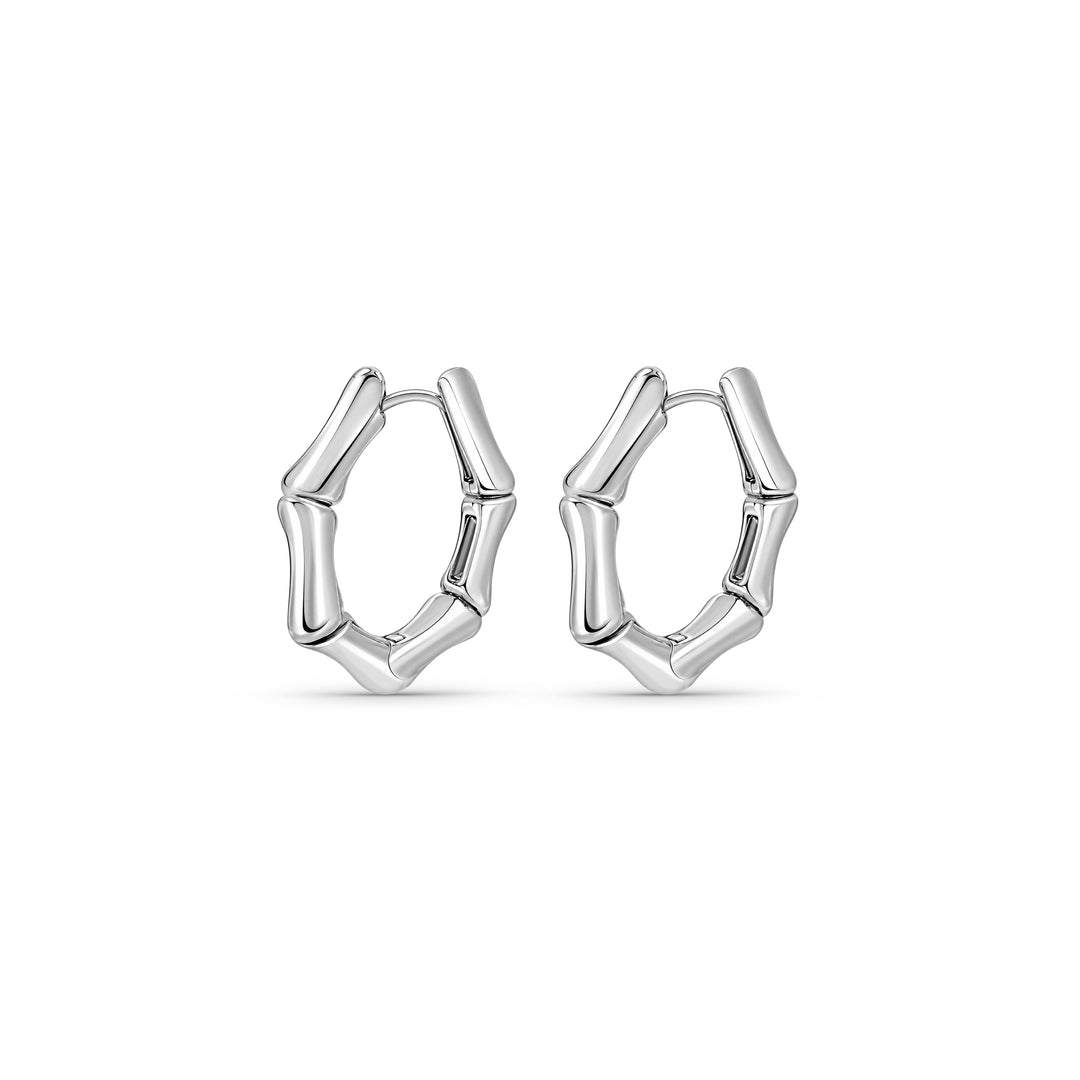 Sterling Silver Bamboo Hoops