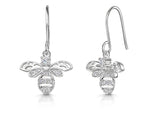 Load image into Gallery viewer, Sterling Silver Drop Bee Earrings With Cubic Zirconias JOOLS by Jenny Brown
