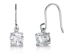 Load image into Gallery viewer, Sterling Silver Fishhook Drop Earring With 7mm Solitaire Cubic Zirconia
