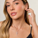 Load image into Gallery viewer, silver snake pendant necklace set with cubic zirconias -JOOLS by Jenny Brown 
