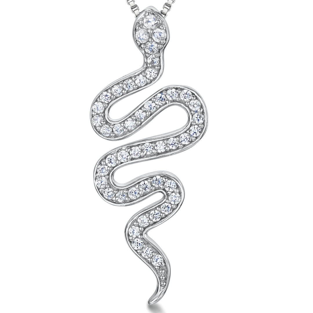 Sterling Silver Sparkling Snake Pendant