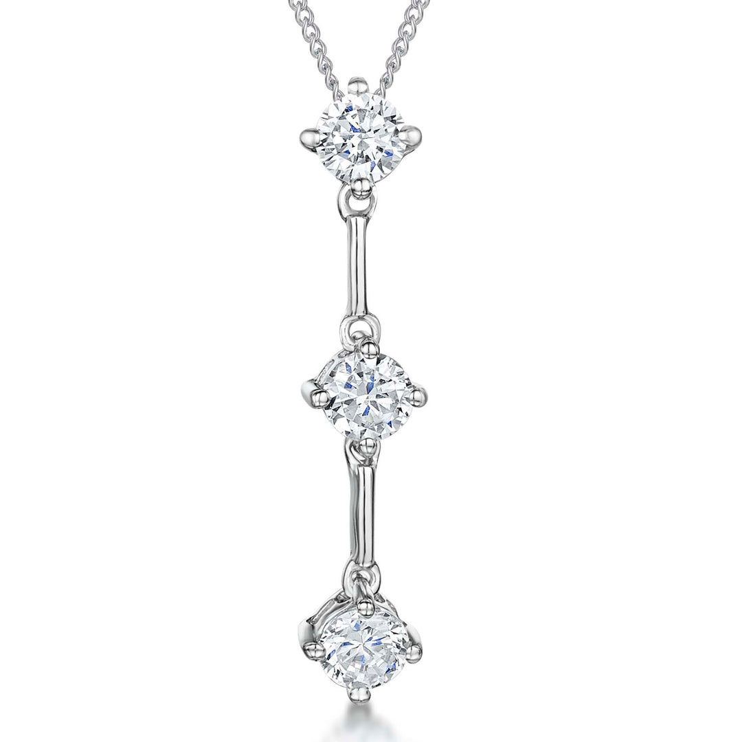 Sterling Silver 3 Stone Drop Pendant