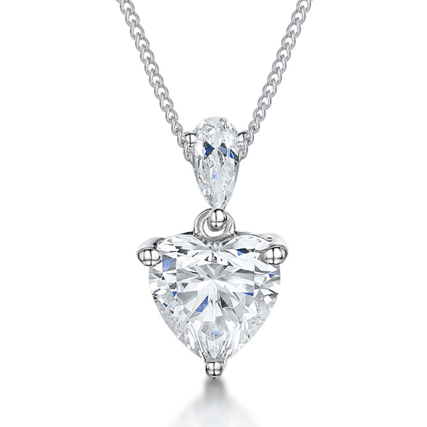 Sterling Silver 1.3 Carat White Zirconia Heart  Pendant - JOOLS By Jenny Brown