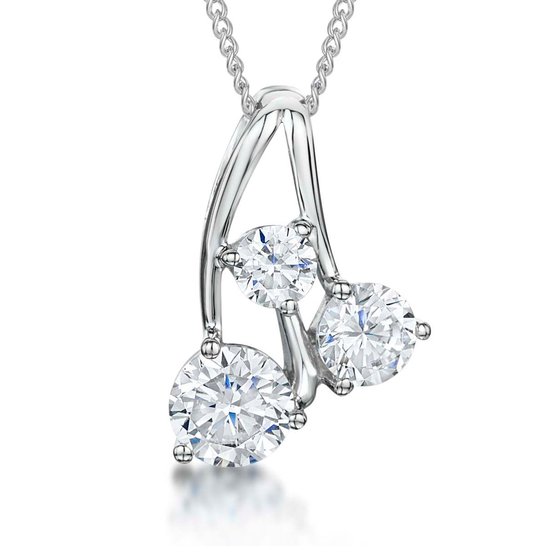 Sterling Silver Graduated Three Stone  Pendant