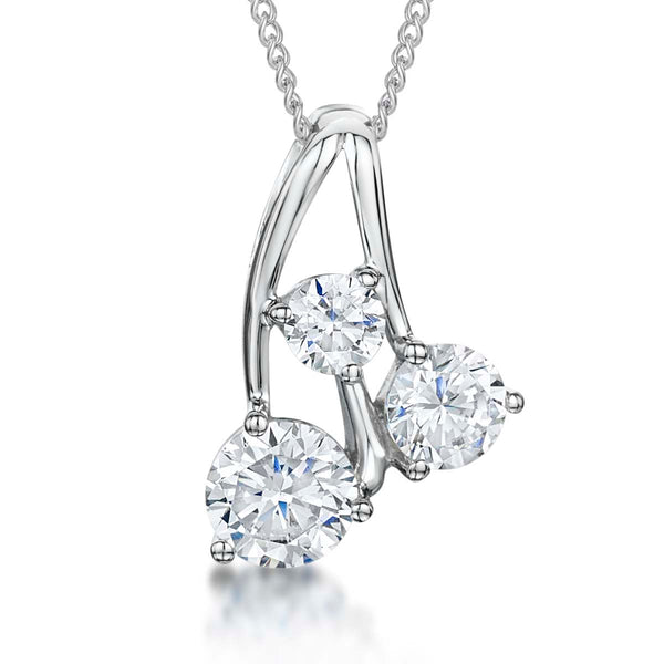 Sterling Silver Graduated Three Stone  Pendant