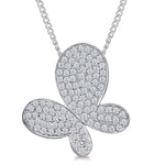 Load image into Gallery viewer, Sterling Silver Large Pave Set Butterfly Necklace

