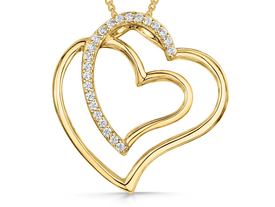 Yellow Gold Double Overlapped Heart Pendant