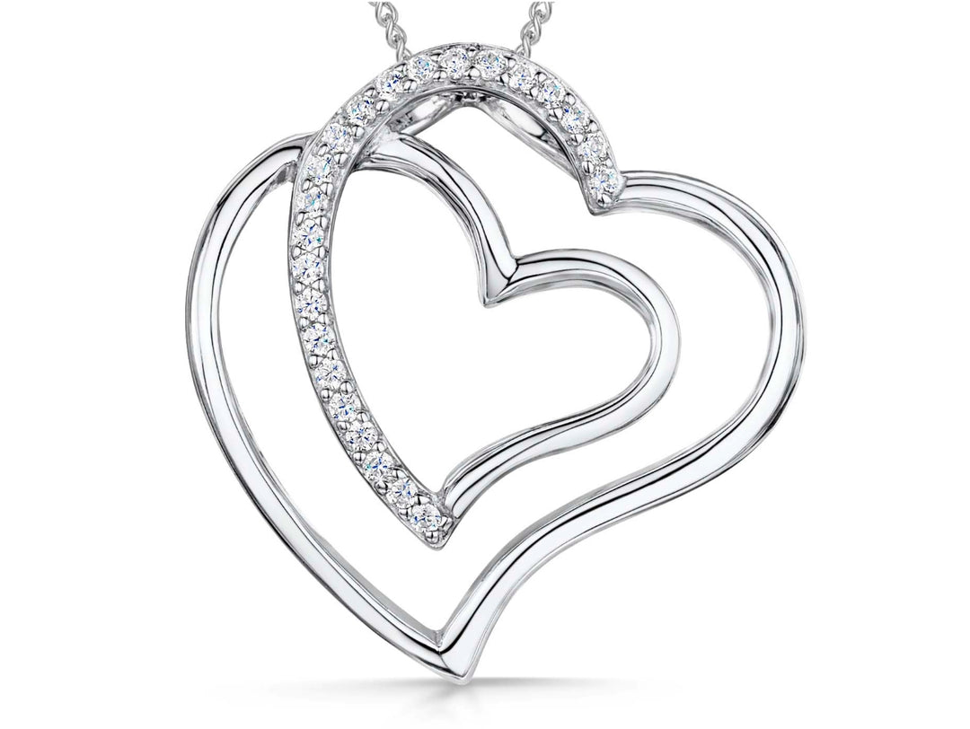 Sterling Silver Double Overlapped Heart Pendant-JOOLS by Jenny Brown