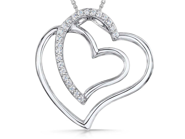 Sterling Silver Double Overlapped Heart Pendant-JOOLS by Jenny Brown