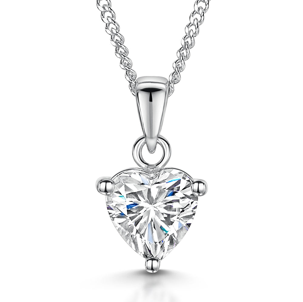 Sterling Silver Heart Pendant With Cubic Zirconia - JOOLS By Jenny Brown