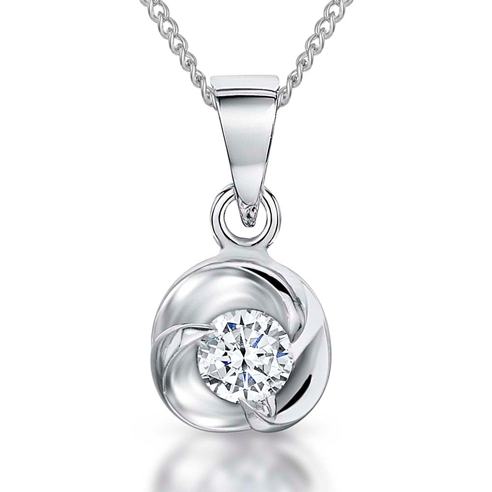 Sterling Silver Cubic Zirconia Twist Pendant