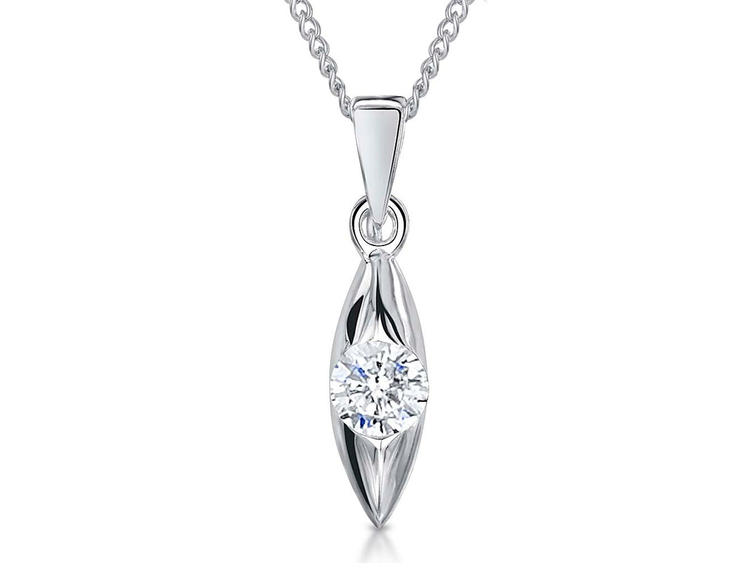 Sterling Silver Marquise Shape  Pendant