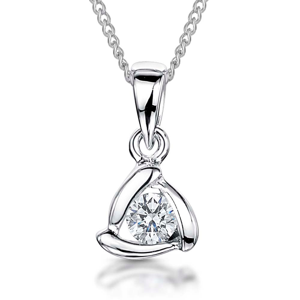 Sterling Silver Triangle Set Cubic Zirconia Pendant