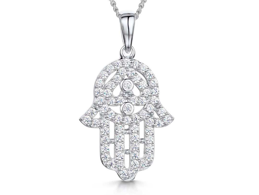 Sterling Silver Hamsa Hand Necklace