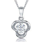 Load image into Gallery viewer, Sterling Silver Petite Pendant With Cubic Zirconia Held By Three Silver Petals
